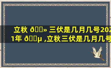 立秋 🌻 三伏是几月几号2021年 🐵 ,立秋三伏是几月几号2021年出生